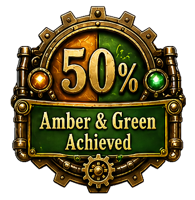 Amber and Green Achieved badge